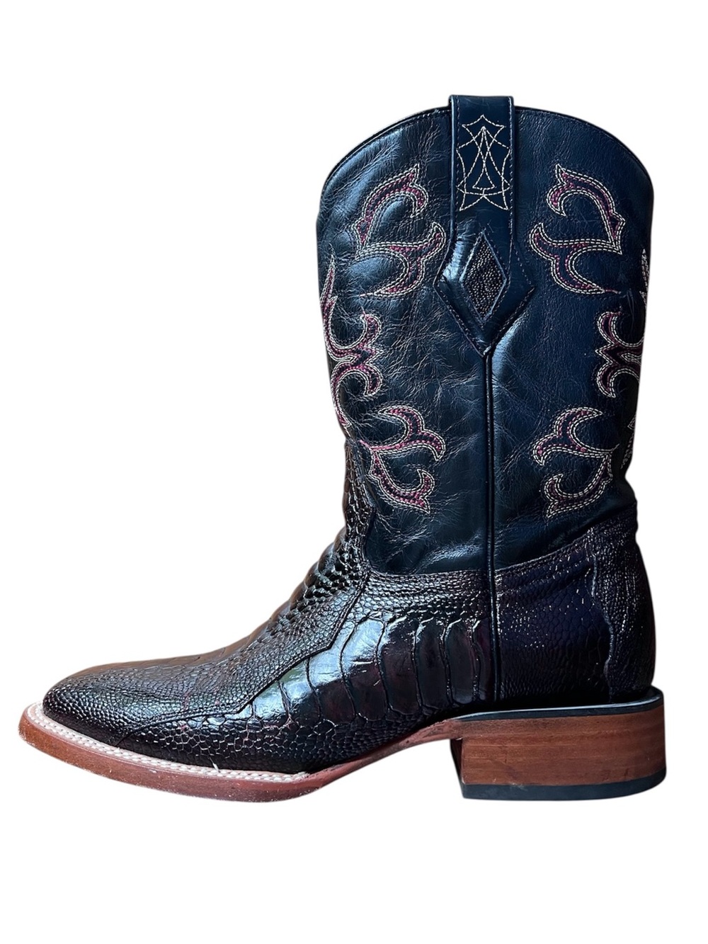 J.B. Dillon Men's Lawrence Western Ostrich Leather Cowboy Boot Size 7